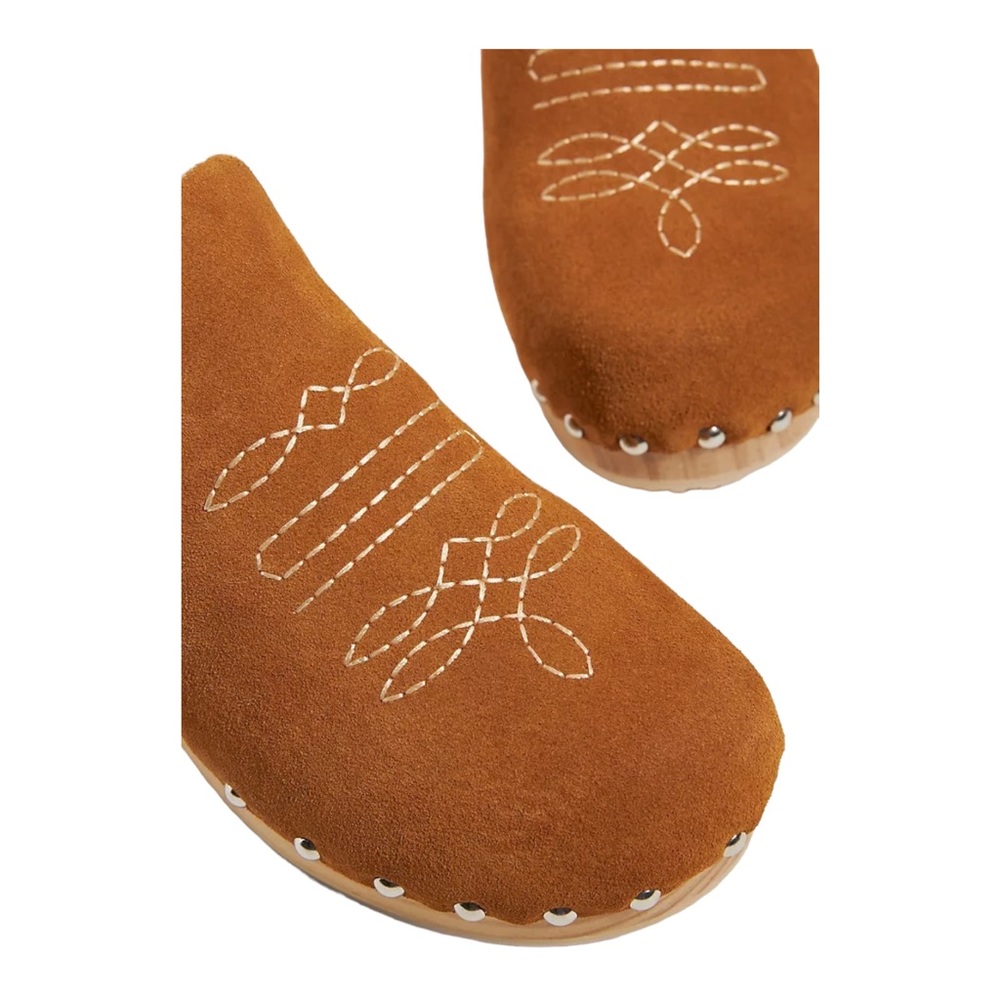 NIB ANTHROPOLOGIE PICRO WOVEN SHEARLING-LINED CLOGS (TAN SUEDE) SIZE… - Picture 3 of 11